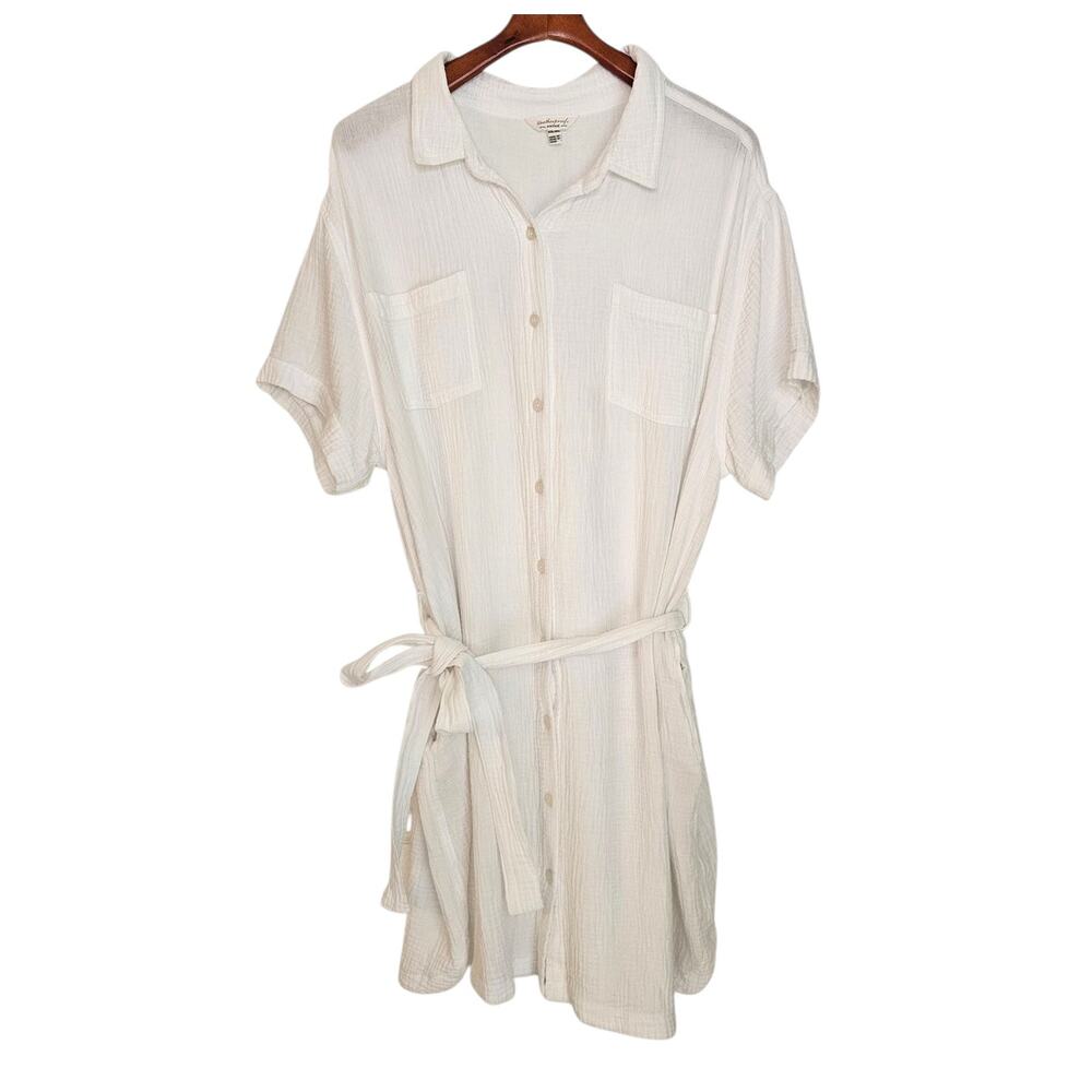 Weatherproof Vintage White Cotton Gauze Casual Lagonlook Dress - Picture 4 of 9
